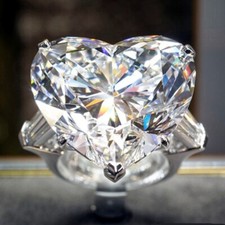 5.66CT White Heart Cut CZ 3 Stone Engagement Ring Solid 925 Sterling Silver