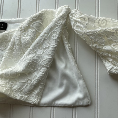 Eloquii Lace Cropped Off the Shoulder Blouse Ivory Off White Size 18 NWT Bridal - Picture 8 of 11