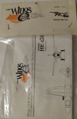 Vac Wings 72 Heinkel HE-178 Scale 1:72 Vac-Form Model Kit Vintage NOS