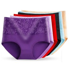 6 Ladies Panties Brief HIG WAIST NATURAL COTTON Underwear Size XL