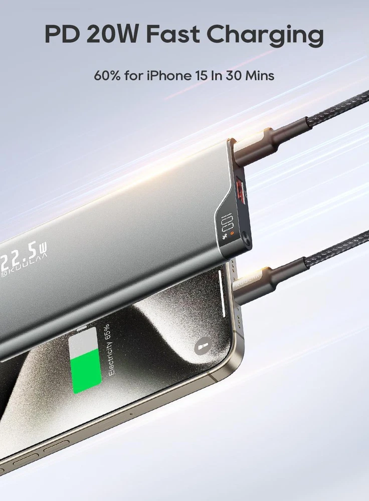 Power Bank 10000mah Mobile Phone Plastic Medium Grey 2-usb 5v Backup 22.5w Power Bank 10000mah Mobile Phone Plastic Medium Grey 2-usb 5v Backup 22.5w