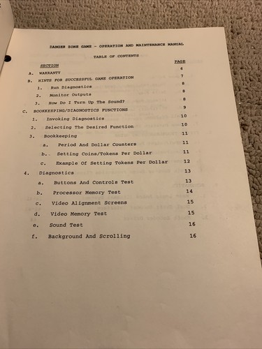 Danger Zone Cinematronics ORIGINAL owners manual ARCADE Video GAME - Picture 3 of 5