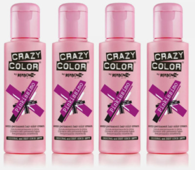 4x Crazy Color Semi Permanent Haarfarbe Pinkissimo - 100ml