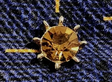 Vintage Tie Tack / Tie Pin Gold Tone Large Mounted Faceted Orange Brown Citrine