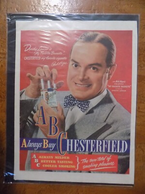Vintage 1947 Chesterfield Cigarette Magazine Ad Bob Hope in My Favorite  Brunette
