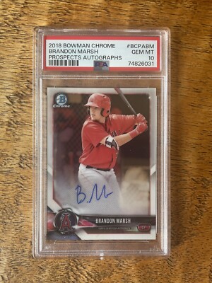 Brandon Marsh 2018 Bowman Chrome Auto Prospect Autograph PSA Brandon Marsh 2018 Bowman Chrome Auto Prospect Autograph PSA