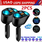Outlet 12V Dual USB Car Cigarette Lighter Socket Splitter Power Adapter Charger