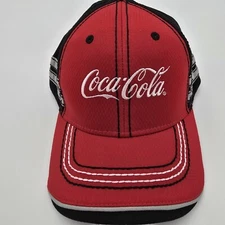 Coca-Cola Hat Knit two stripe Trucker Style Dad Hat Red Black White Knit