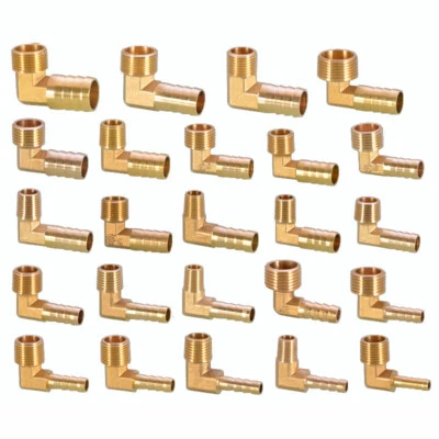 MARKENLOS 1/8 1/4 3/8 1/2Zoll Messing Schlauchtülle Schlauchverbinder 90°AG Schlauchnippel