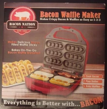 Smart Planet BNB-1BW Bacon Nation Bacon Waffle Maker, Red