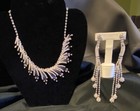 Necklace, Rhinestones, Adjustable W/5”  Pierced earrings — photo 4