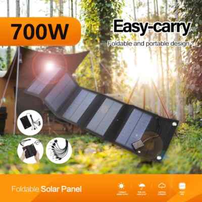 700W Foldable Solar Panel Phone Charger 5V USB Waterproof Power Banks New