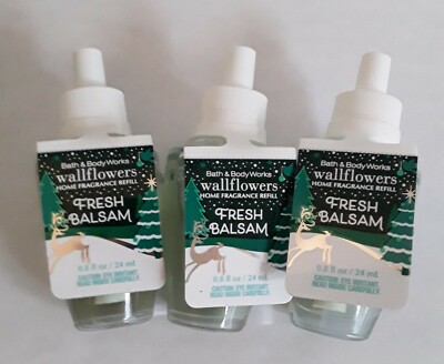 Lot of 3 Bath & Body Works FRESH BALSAM Wallflower Refills/ Bulbs 