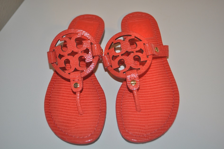 NEW Tory Burch Miller Sandal Micro Print Poppy Red Thong
