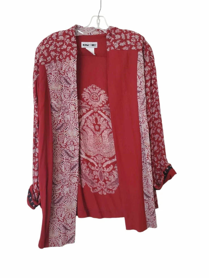 De Colección Para Mujer 3 Piezas Conjunto Pantalones Top Chaqueta Rojo Oscuro M/L Lagenlook Arte Para Usar Foto 2 de 4