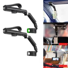 360° Adjustable Phone Holder Car Rearview Mirror Sun Visor Multifunction Mount