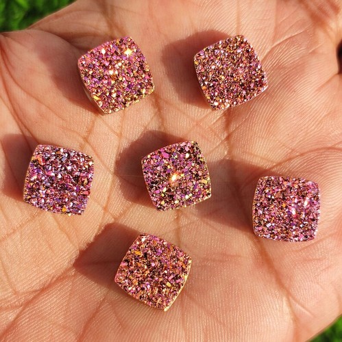 Cojín de piedras preciosas sueltas de cuarzo druzy ágata de titanio natural Drusy de la India - Imagen 4 de 7