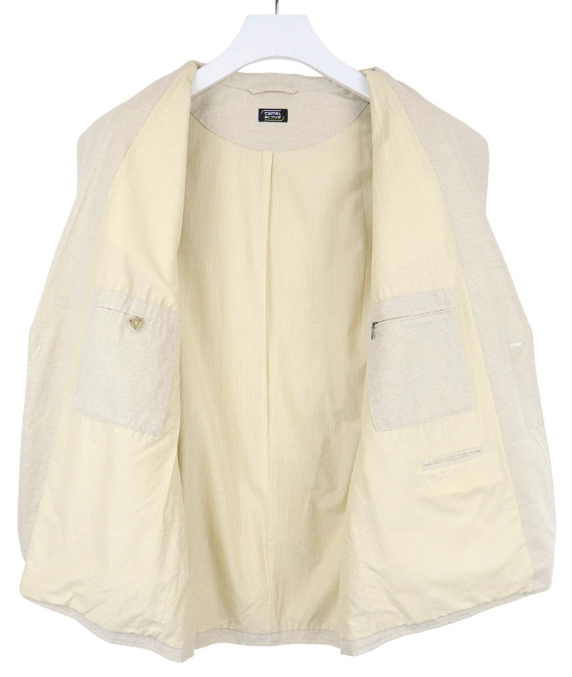 CAMEL ACTIVE Blazer Men's (UK) 52 Linen Blend Single Breasted Lined Beige - Image 4 of 4