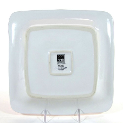 222 Fifth NORTHWOOD COTTAGE 8.25" Square Salad Plate Set 4Pc Bird Red Christmas - Picture 5 of 13