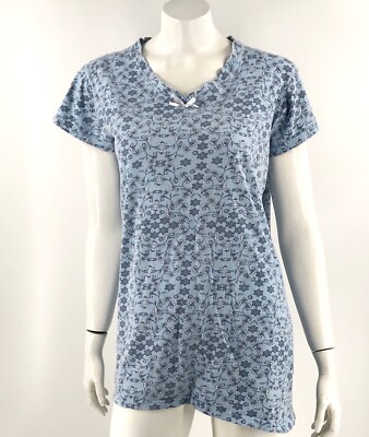 Mayfair Pajamas Womens Size Small Blue Floral Nightgown PJs Cotton Short  Sleeve