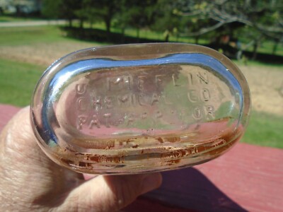 Antique Pint Mifflin Massage Alcohol Glass Bottle Patent Applied
