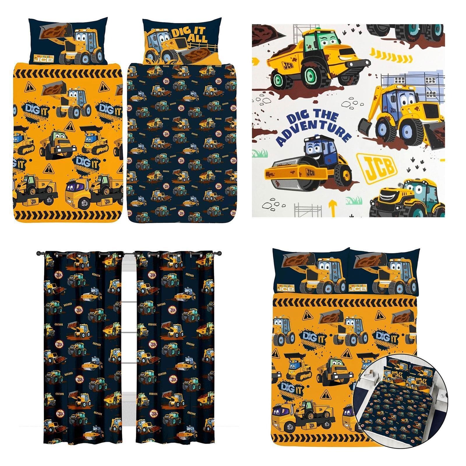 JCB 'Dig' - Duvet Covers Curtains Wallpaper - Kids Boys Construction Bedroom