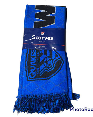 San Jose Earthquakes Soccer Blue 2 Piece Scarves Set MLS 100% Acrylic