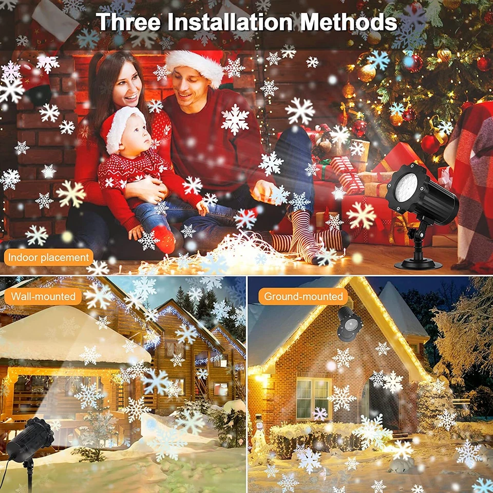 LED Laser Projektor Schneeflocken Weihnachten Licht Party/Garten Deko Xmas Außen - Bild 3 von 4