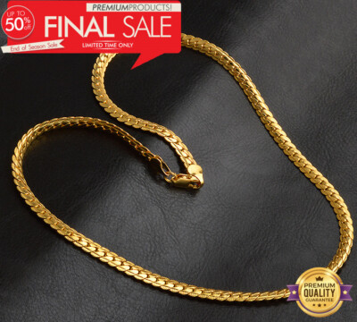 18k gold chain gold curb chain gold plated noble chain men long 60 cm women