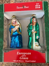 Santa's Best vintage Mary & shepherd  European Style Glass ornaments 