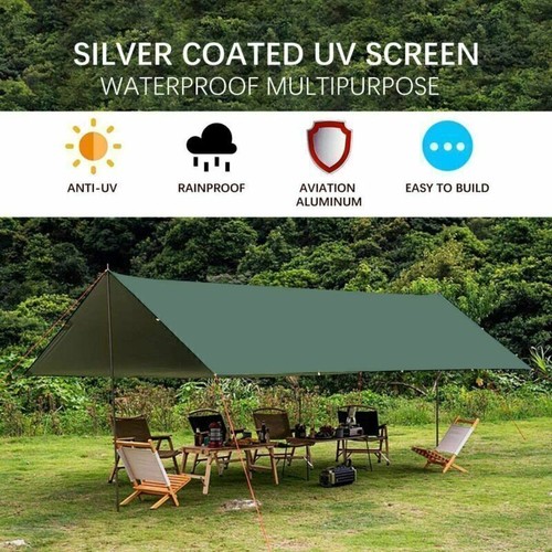 Lona 3x3M Impermeable, Lona Tienda Camping, Anti-UV Nieve Lluvia Sol Protección Set - Imagen 11 de 22