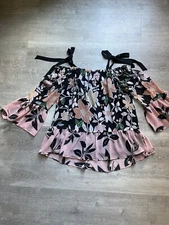 LOFT Womens Tie Shoulder Floral Blouse size M