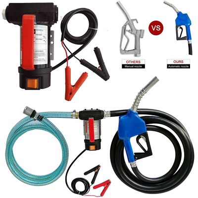 12V 10 GPM Electric Diesel Oil And Fuel Transfer Extractor Pump w/ Nozzle  Hose
