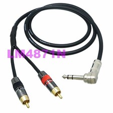CANARE DIY insert leads L-4E6S 6.35mm plug 90  stereo TRS to 2x RCA plug mono TS