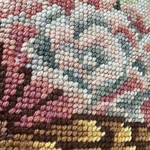 Handmade Needle Point Floral Butterfly Accent Pillow 16” x 16” - Picture 8 of 9