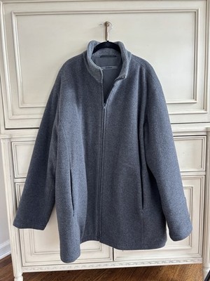 Strellson Men s XL Wool Full Zip Jacket Long Gray Vintage Pockets Warm Poland