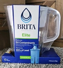 2 Brita Elite 6 Cup Water Filtration System Pitchers W/Filters New In Box