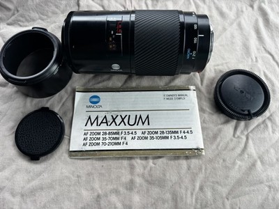 Minolta AF 70-210mm f/4 Beercan Lens w/Hood Case Manual Caps Near Mint