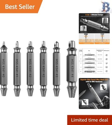 6 PCS  Screw Extractor Kit - Effortless Extraction for Damaged Screws