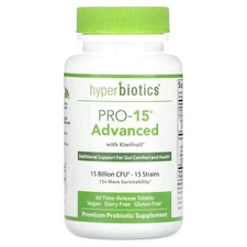 2 X Hyperbiotics, PRO-15, Advanced Strength with Kiwifruit, 15 Billion CFU, 60 P