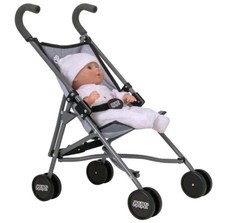 Mamas and papas Doll stroller Black & Grey Pushchair Dolls Pram