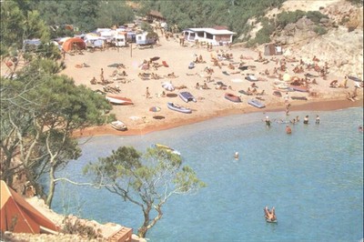 Cala Pola Tossa de Mar Costa Brava Spanien Strand Camping Vintage Postkarte
