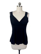 JKLA California Y2K Babydoll Top Womens Large Black Empire Waist Pleated Boho