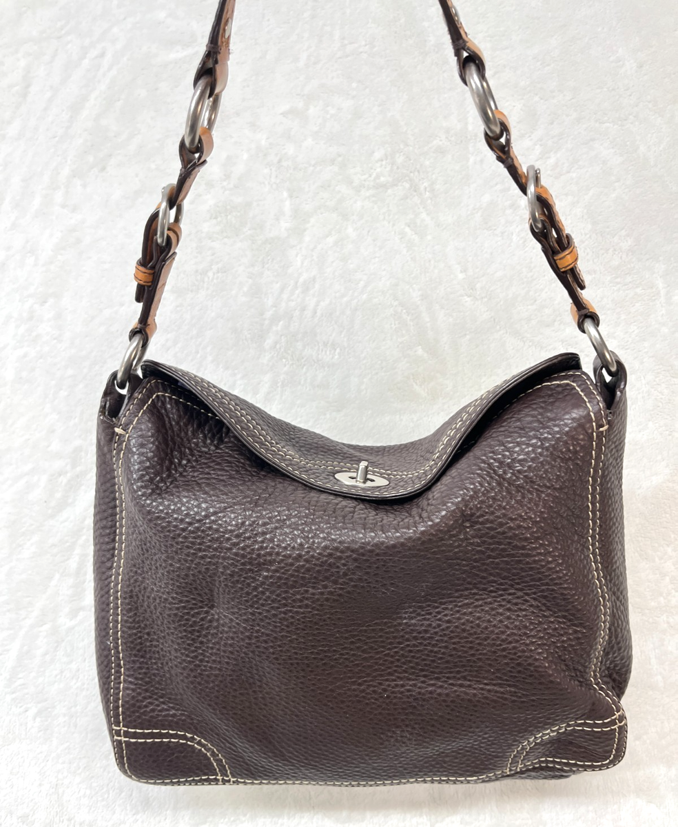Coach Brown Pebble Leather Chelsea Shoulder Bag Purse F12338