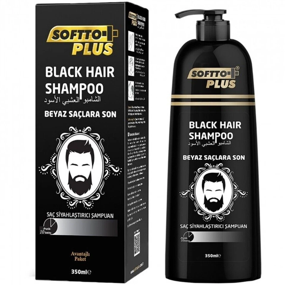 Softto+Plus Schwarzes Haarfärbe-Shampoo Haarfärbendes Shampoo Haarfarbe 10 Min. - Bild 2 von 4