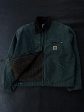 Vintage Carhartt Detroit Jacket Blanket Lined Mens XL J43 HTG Hunter Green