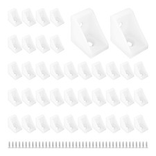 40PCS 20x20x15mm Plastic Corner Braces, 90 Degree Small L-Shaped White