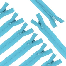 10Pcs 12" Nylon Coil Zippers, #3 Closed End Jacket Zippers, Sky Blue
