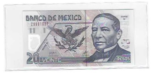 MEXICO - BANCO DE MEXICO  20 PESO  SERIES M / Z   2001  UNC REPLACEMENT NOTE