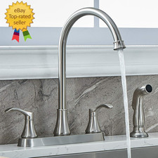 3 Hole or 4 Hole Two Handle Kitchen Faucet with Side Sprayer, Commercial Lead-Fr